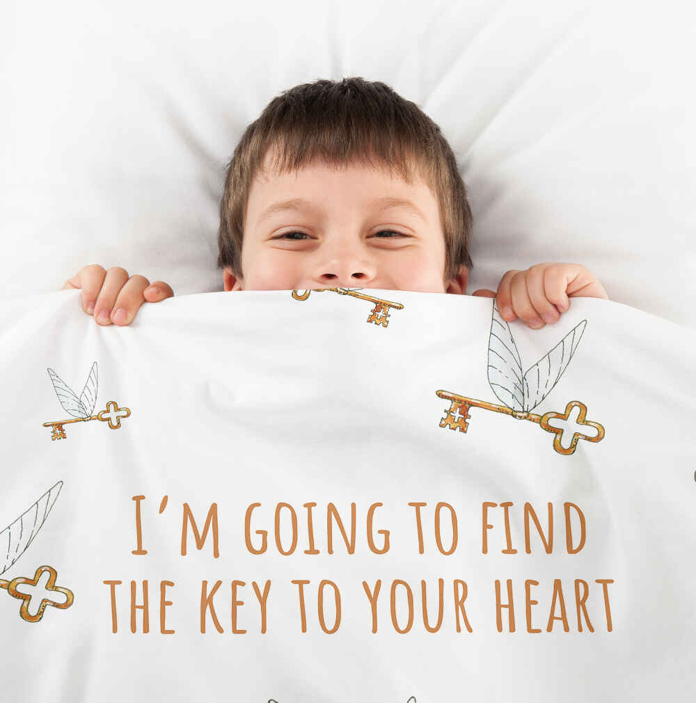 Coperta terapeutica originale - Rivestimento in cotone bianco con chiave volante