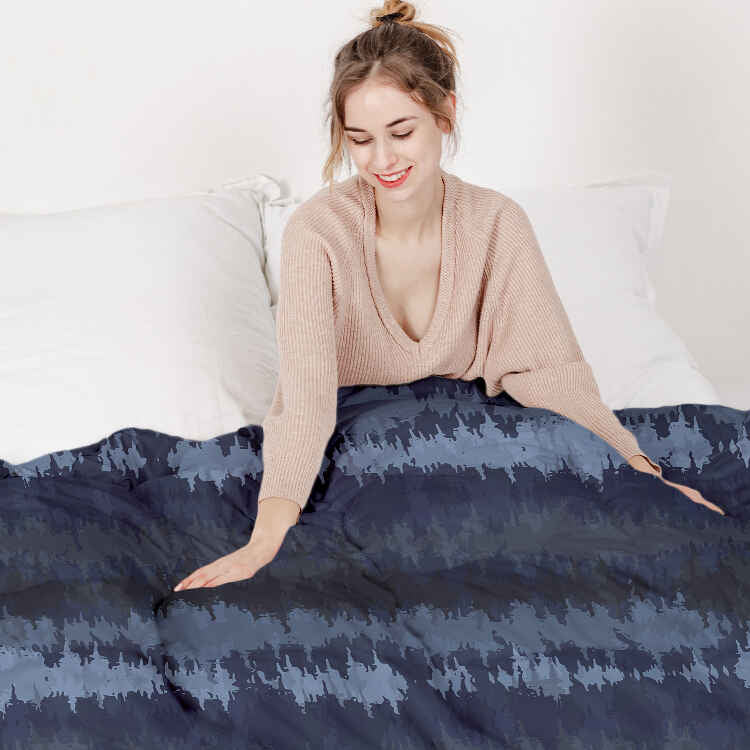 Set di biancheria da letto con coperte terapeutiche onde sonore blu