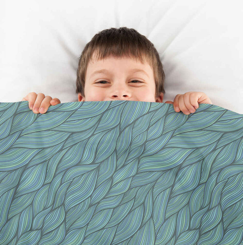 Set di biancheria da letto con coperta terapeutica intrecciata verde