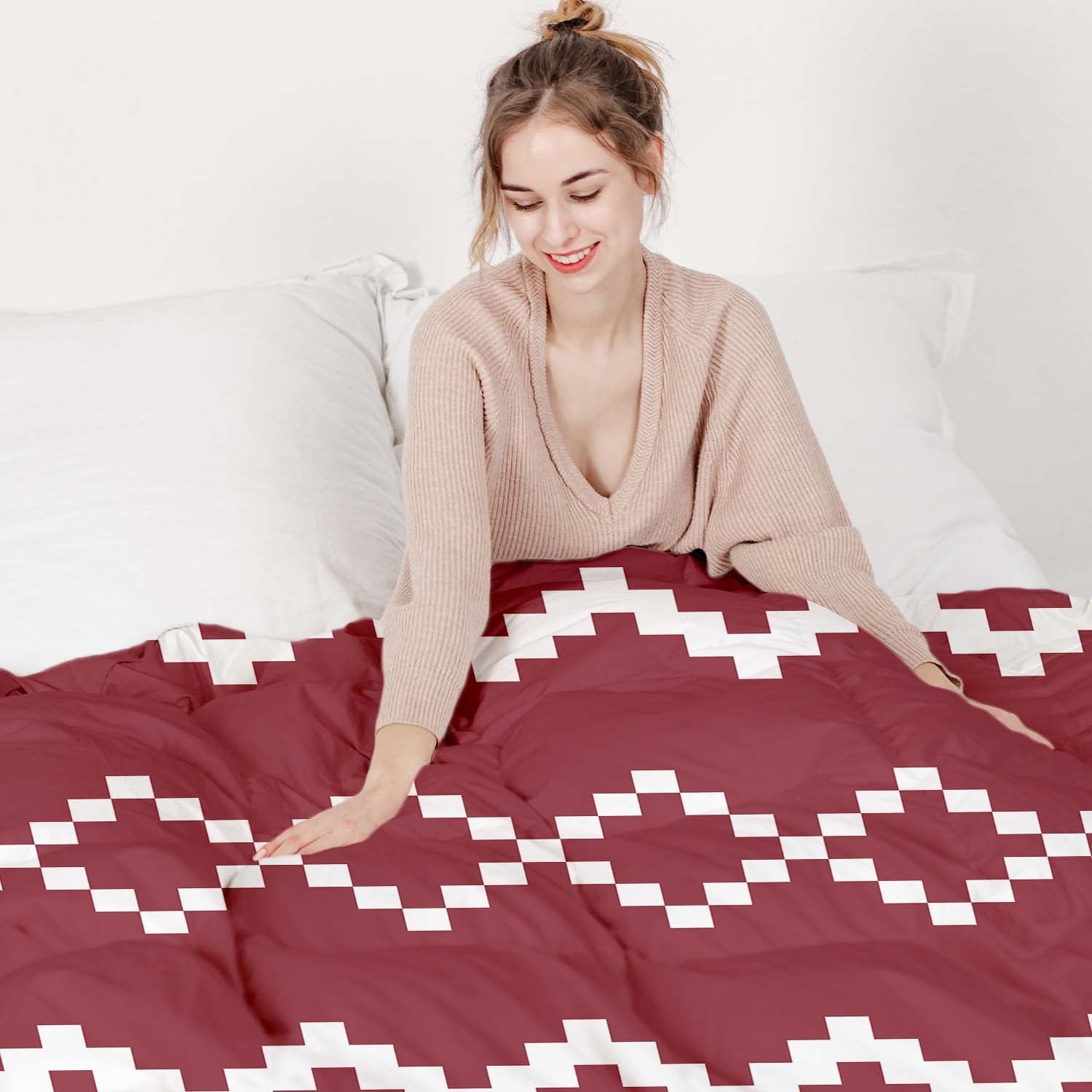 Coperta terapeutica originale - Rivestimento in cotone con motivo natalizio rosso