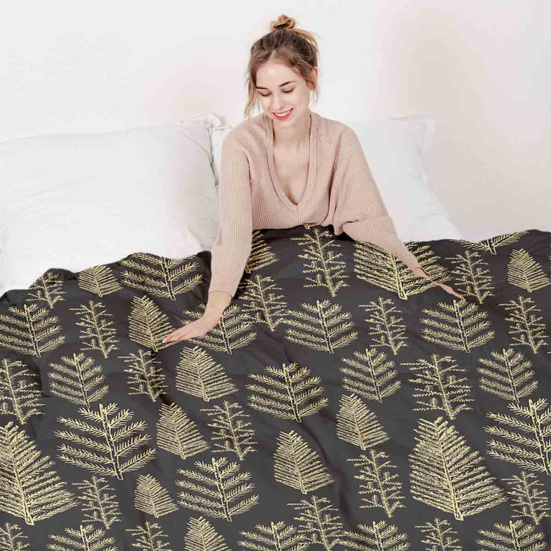 Set di biancheria da letto con coperta terapeutica e motivo boschivo