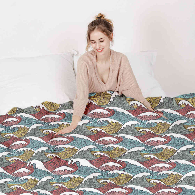 Set di biancheria da letto con coperte terapeutiche onde colorate