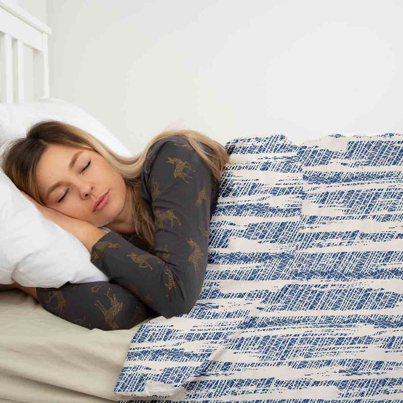 Set di biancheria da letto con coperta terapeutica e motivo blu