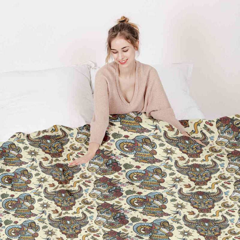 Set di biancheria da letto con coperte terapeutiche e teste di animali colorate