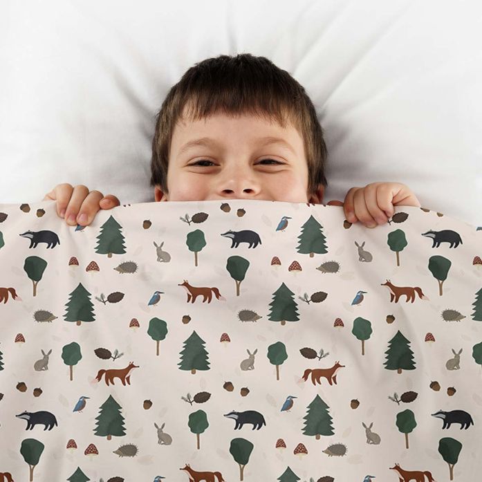Coperta terapeutica originale - Coperta ponderata con animali della foresta con rivestimento in cotone per bambini