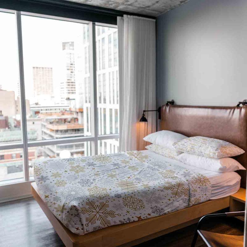 Set di biancheria da letto con coperta terapeutica, chiara nevicata