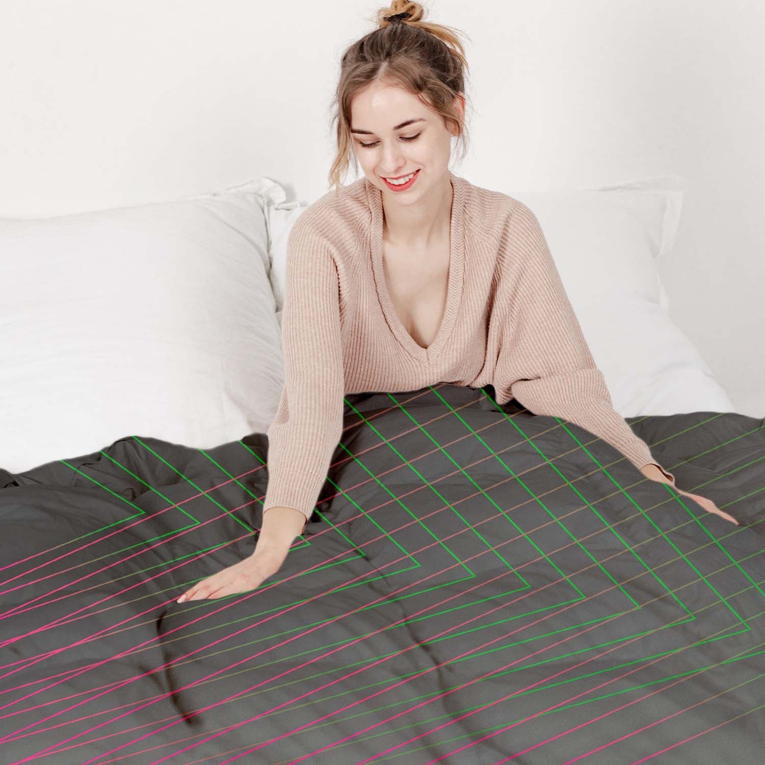 Set di biancheria da letto con coperta terapeutica, sfumature e forme