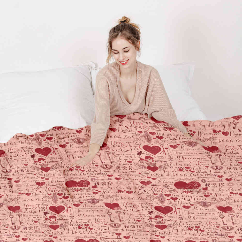 Set di biancheria da letto con coperta terapeutica rosa Ti amo