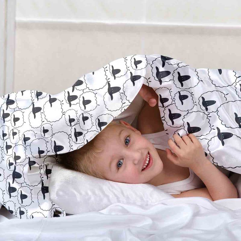 Set di biancheria da letto con coperte terapeutiche bianche con pecore