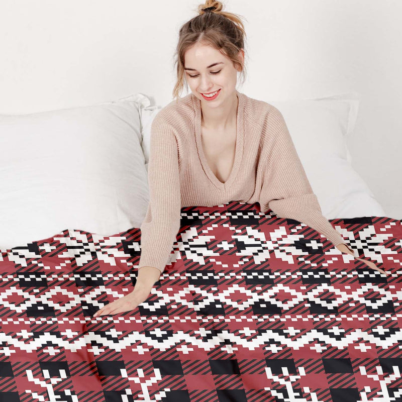 Set di biancheria da letto con coperta terapeutica a quadri con renna