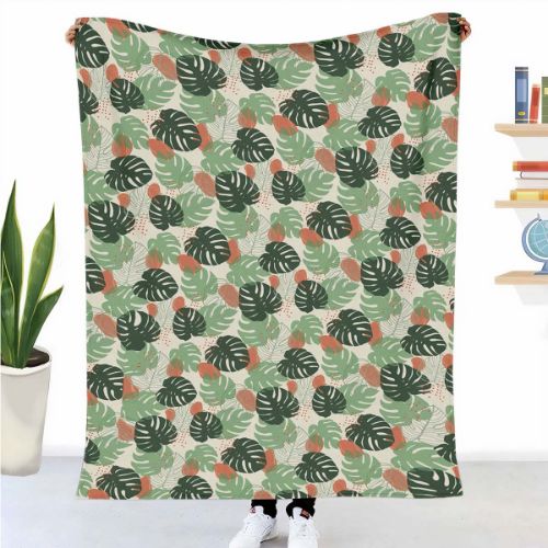 Coperta terapeutica originale - Rivestimento in cotone Monstera chiara